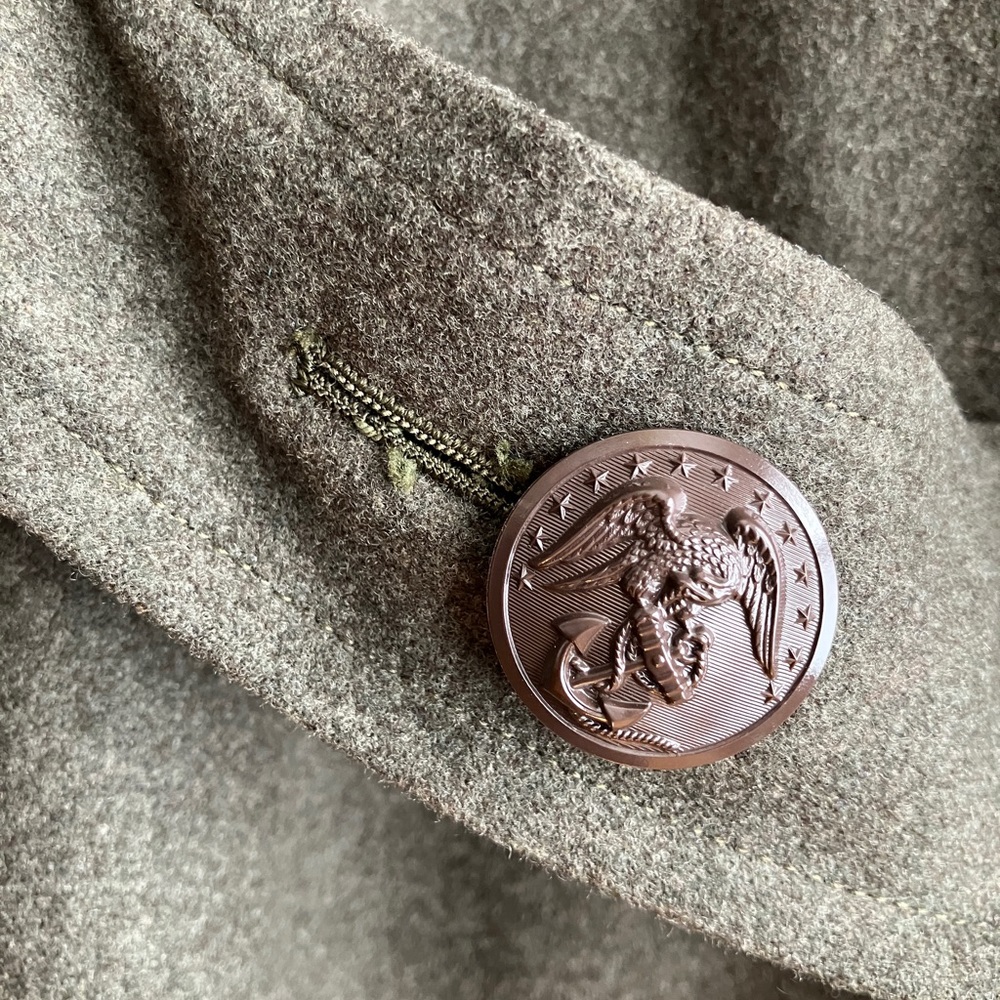 Vintage green wool mid century trench coat, military, 1950s - Picture 6 of 7